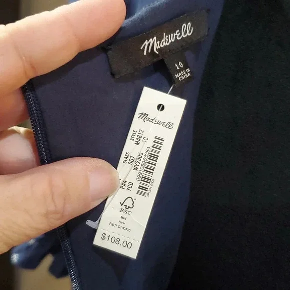 Madewell nwt Prairie tiered blue patterned half sleeve dress - Picture 6 of 7